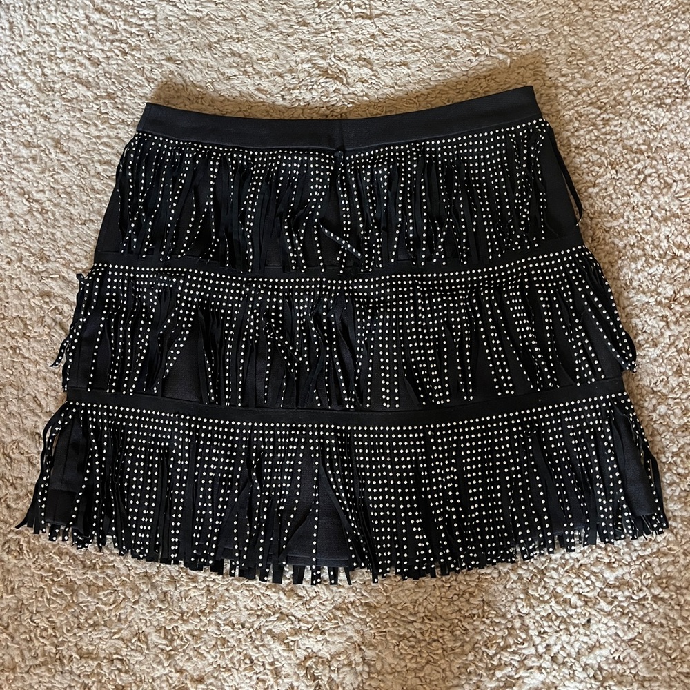Free the Roses black fringe Western skirt